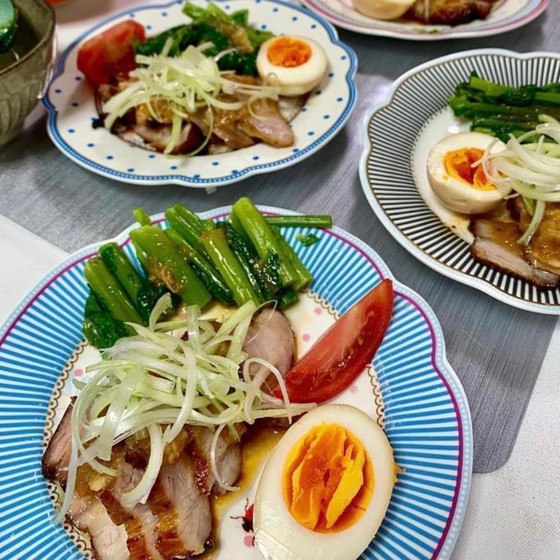 豚バラチャーシューの甘酢あんかけ