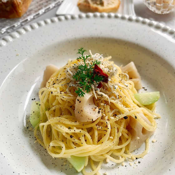 ブロッコリーとレンコンのパスタ