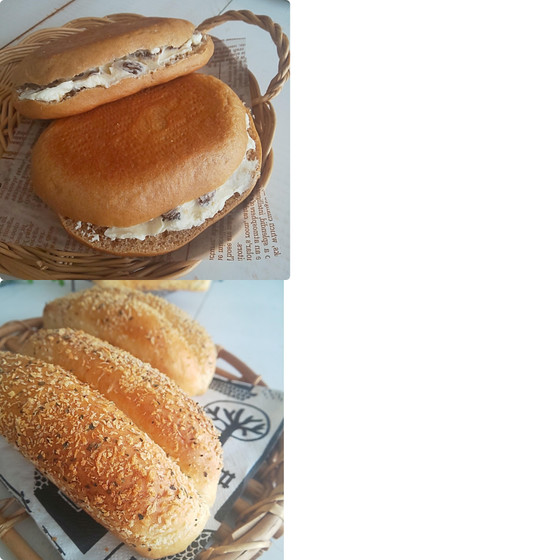 モッツァレラベーコンコッペとシナモンチーズサンド