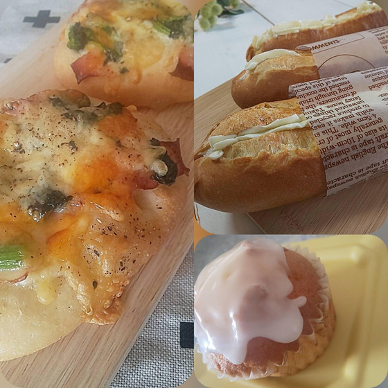 アスパラのフォカッチャとミルクバターフランス