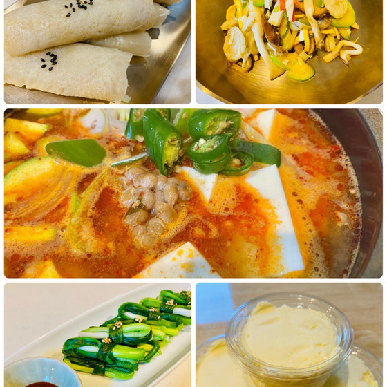 メミルジョンビョン메밀전병カンへ강회ウォルグァチェ월과채納豆チゲ낫또찌게自家製バター버터