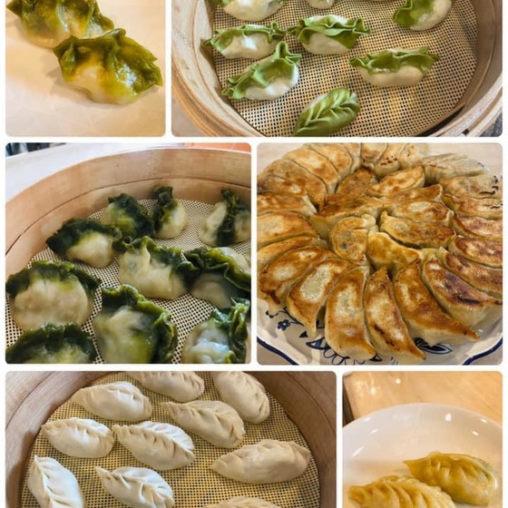 白菜マンド배추만두. 군만두焼き餃子.잎새만두葉っぱマンド