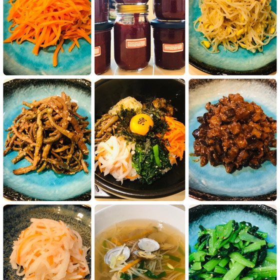 コチュジャン고추장.石焼ビビンバ돌솥비빔밥.ナムル5種