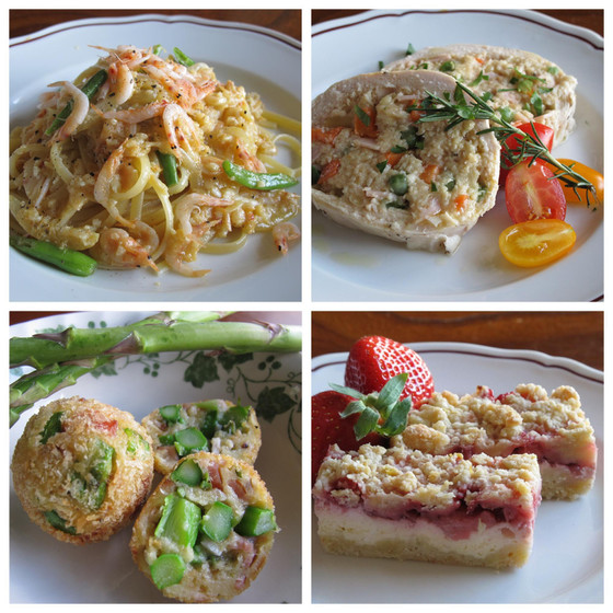 桜蝦パスタ、アスパラポルペッタ、チーマジェノベーゼ、ドルチェ
