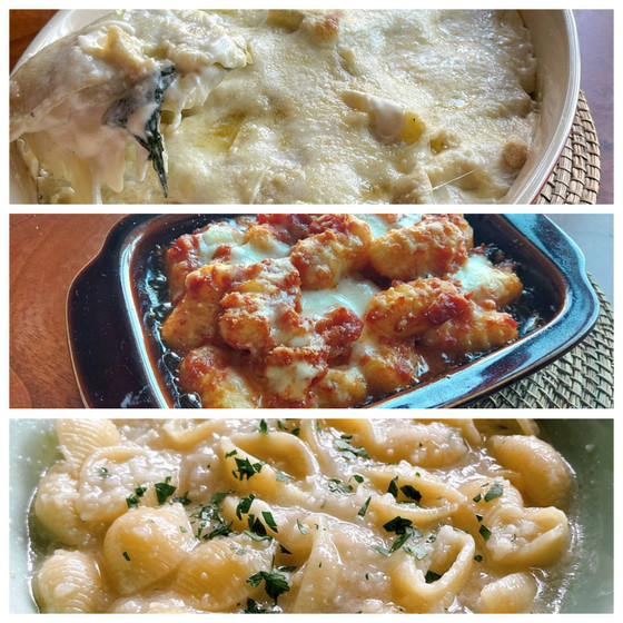 そば粉のラザニア、ニョッキのオーブン焼き、ナポリ風カリフラワーのパスタ