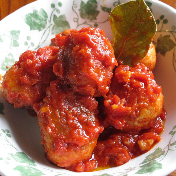 タラのポルペッタのトマト煮