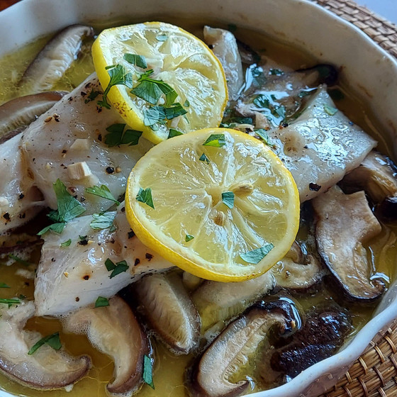 白身魚とシイタケのオーブン焼き