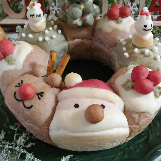 クリスマスリースのちぎりぱん