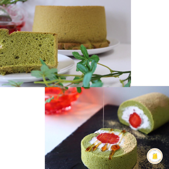 ふわしと米粉シフォン®　アレンジレッスン　【抹茶・１４㎝型＋ロールケーキ】