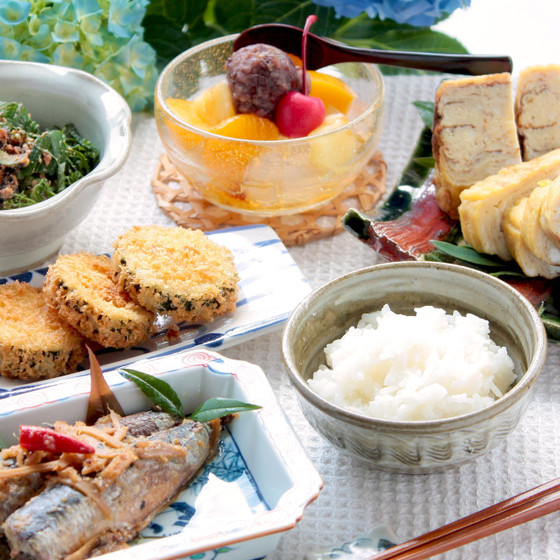 イワシの佃煮、厚焼き卵、夏野菜の健康レシピ、超家庭料理献立！