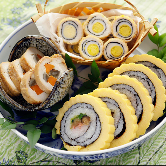 伊達巻き寿司／竜眼揚げ／八幡巻き