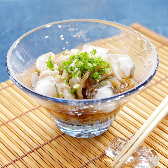 水晶なすと水晶鶏の煮麺添え