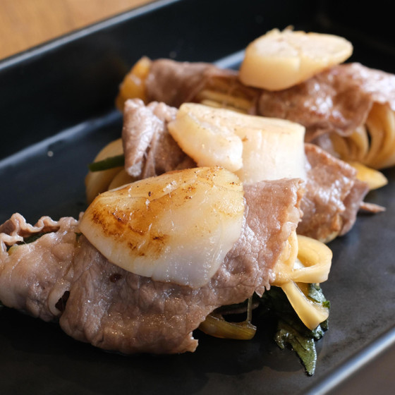 帆立のせ焼きしゃぶ