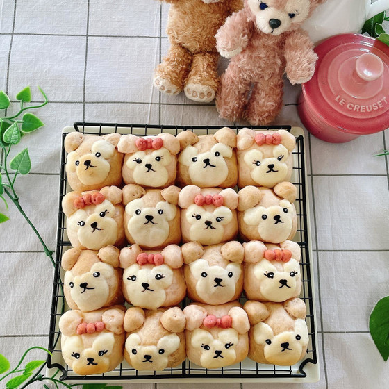 ブラウン＆ピンクのクマちゃんちぎりパン★軽食付き