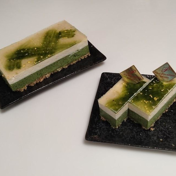 抹茶と白ゴマのブランマンジェ