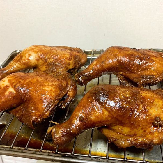 バラ酒醤油チキン、シャキシャキじゃがいも炒め、薬膳スープ