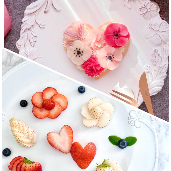 あんこのお花ナンバーケーキ&カッティングフルーツ、コラボレッスン❣️