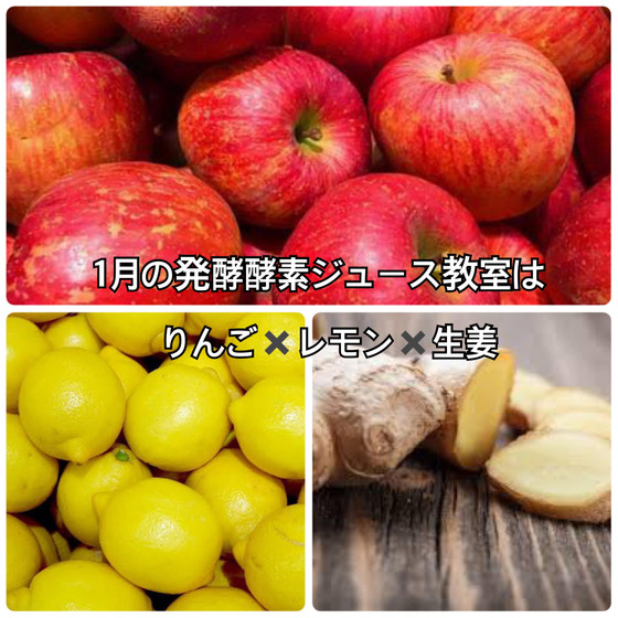 発酵酵素ジュース教室　自然農法で作られたりんご×無農薬レモン×無農薬生姜の組み合わせ