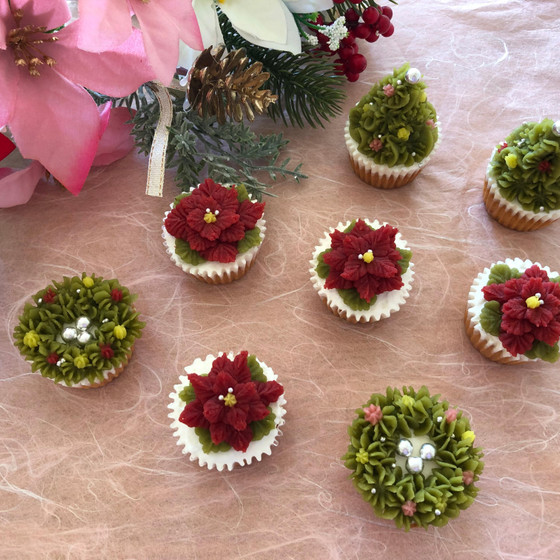 クリスマスあんこのお花カップケーキレッスン