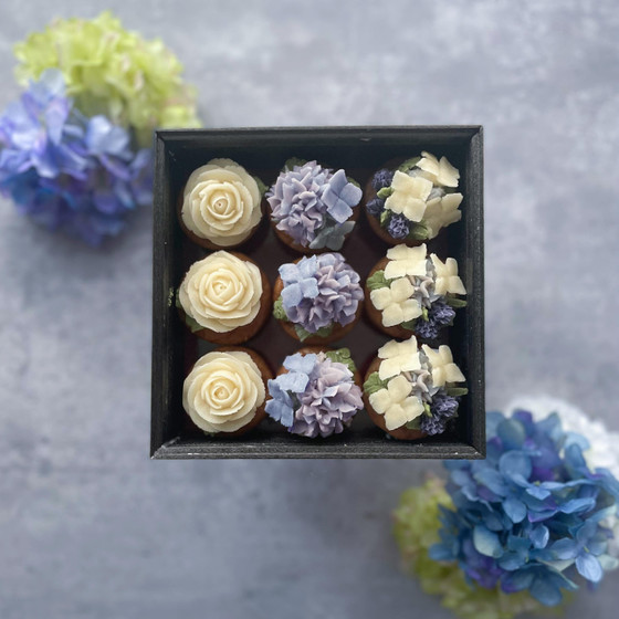 あんこのお花のひとくち米粉カップケーキ《紫陽花、バラ、ラベンダー》★初〜中級