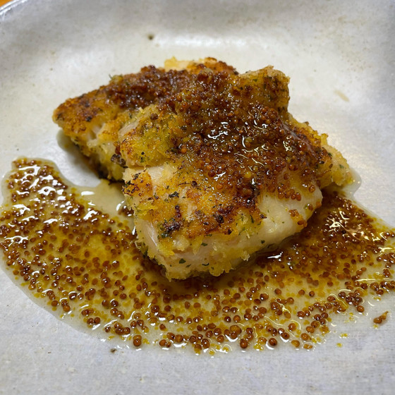 白身魚のペルシャード焼き。ハニーマスタード！
