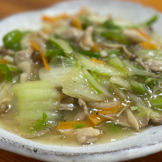 残り野菜で餡掛け❣