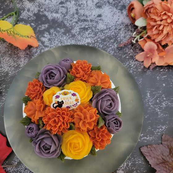大人気！！あんこのお花のハロウインケーキレッスン（マロンスポンジ）