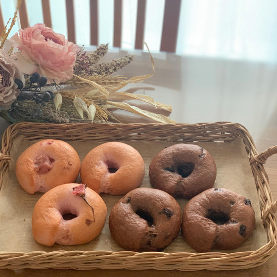 土曜日レッスン！！米粉の桜ベーグルと蒸しパン