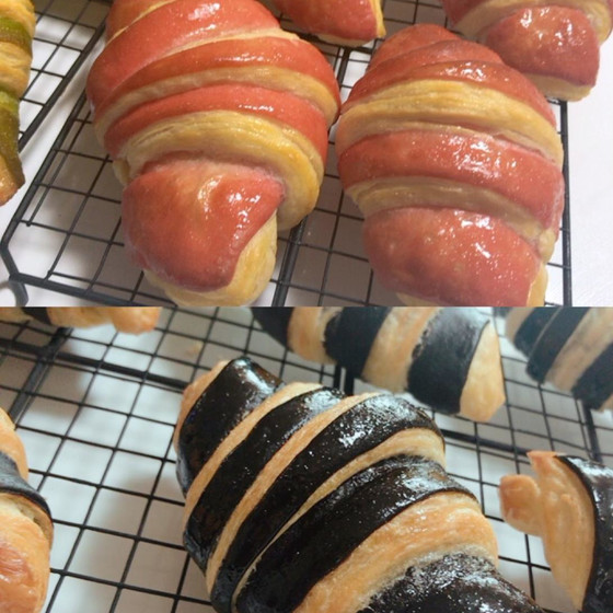 バイカラークロワッサン(黒と赤)