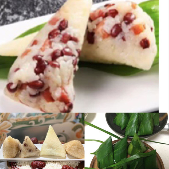ヨシの葉っぱで包んでとても可愛い豆粽