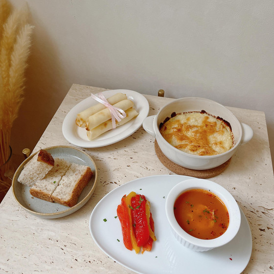 フランス料理 パプリカのマリネ エビのビスク 鱈のブランダード シガール