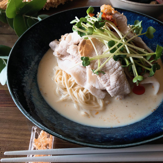 豆乳坦々風素麺豚しゃぶのせ