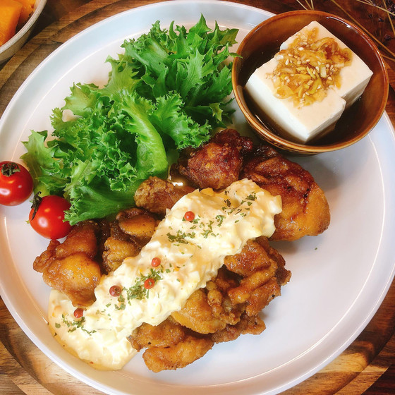 チキン南蛮とネギだれ冷奴