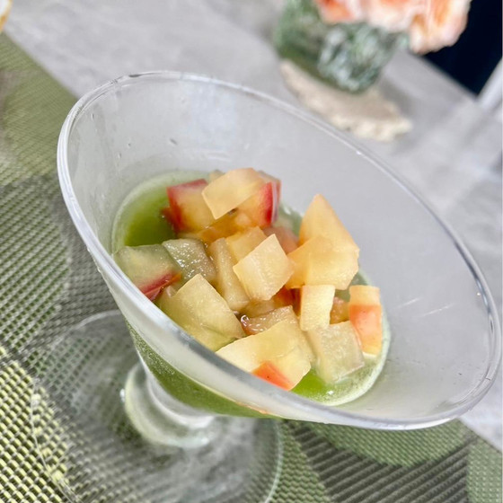 お持ち帰り用! グリーンティーゼリー〜りんごのコンポート添え🍎〜✖️4個
