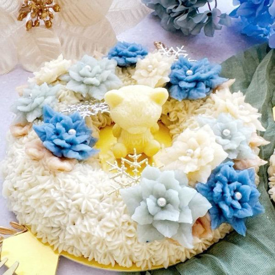 ≪初心者歓迎≫冬の花あんこリース作り♡くまちゃん和菓子付きワーク