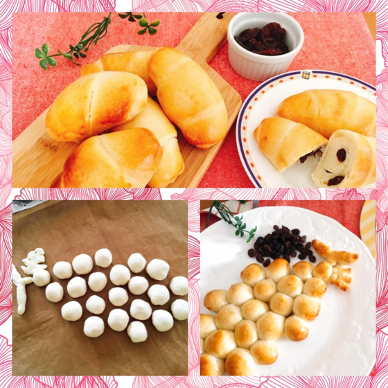 ホシノ酵母で作る　レーズンロール＆葡萄パン