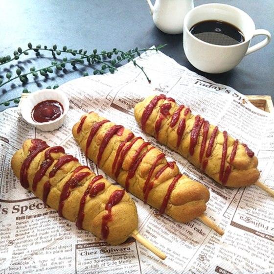 パン生地だけでも楽しめる！みんな大好き、串付きウインナーパン