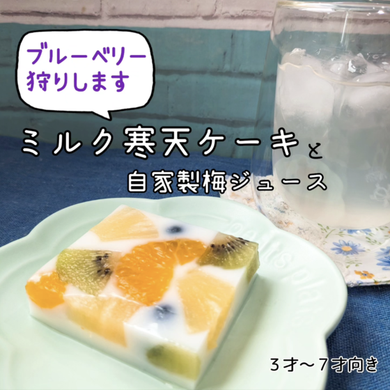 ４歳から「ひとりで作れる」子どもおやつ作り『ミルク寒天ケーキ』と自家製梅ジュース