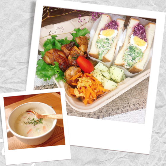 ボリュームランチBOXと豆乳クラムチャウダー