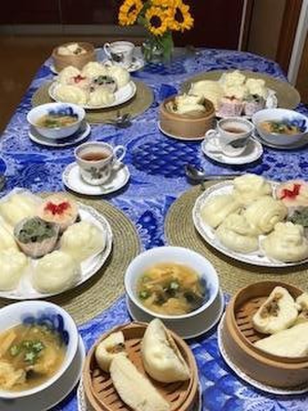 肉まん、花巻、ヨモギにフランボワーズ蒸し物シリーズレッスン