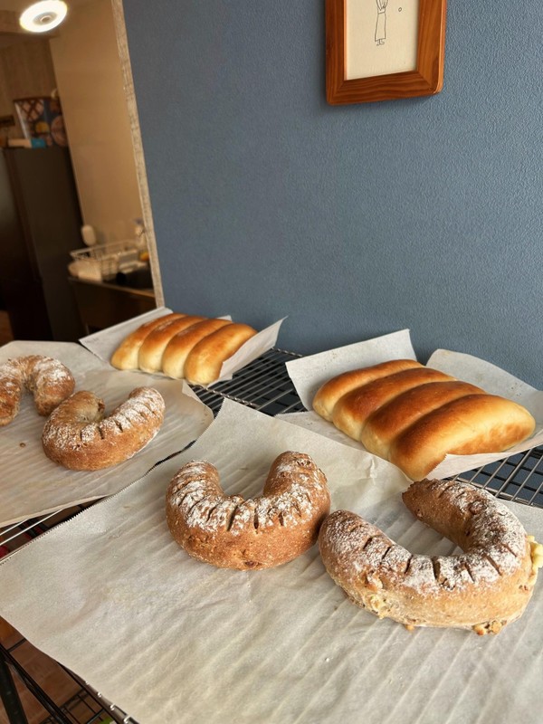 ホットドックバンズと胡桃とオレンジクリームチーズの全粒ぱん