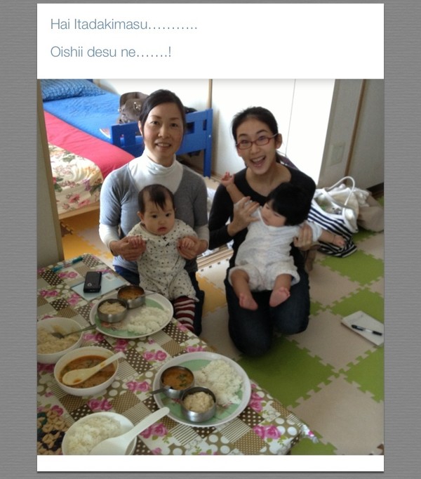 赤ちゃんと一緒に参加してくれた生徒さんです