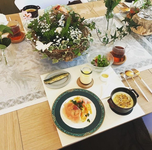 ビギナーズレッスン洋食♪お花はイースターアレンジ