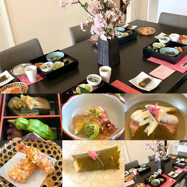 春の和食レッスンより。お花見御膳