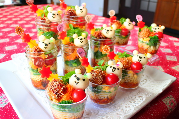 親子レッスンお野菜たっぷりキッズマカロニジャーサラダ