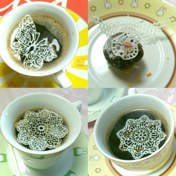 シュガーレースレッスン後早速お茶に浮かべてみました。