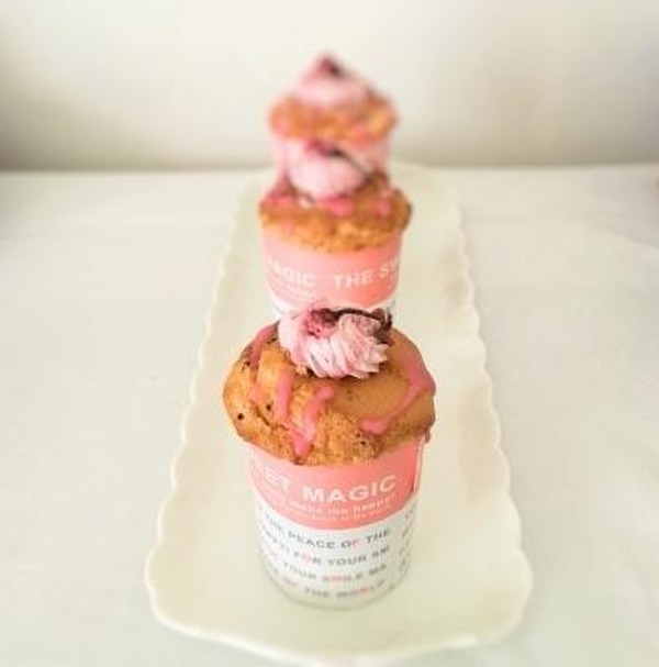 トールカップで作る桜シフォン。膨らみが美しい！