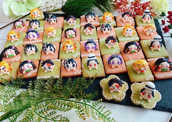 アイシングクッキーとデコメレンゲで鬼滅のキャラも再現できます