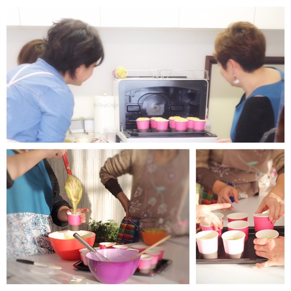 シフォンケーキレッスンのわくわく伝わる一枚です。