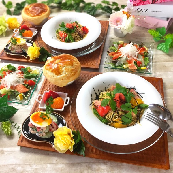 パスタとカルパッチョ